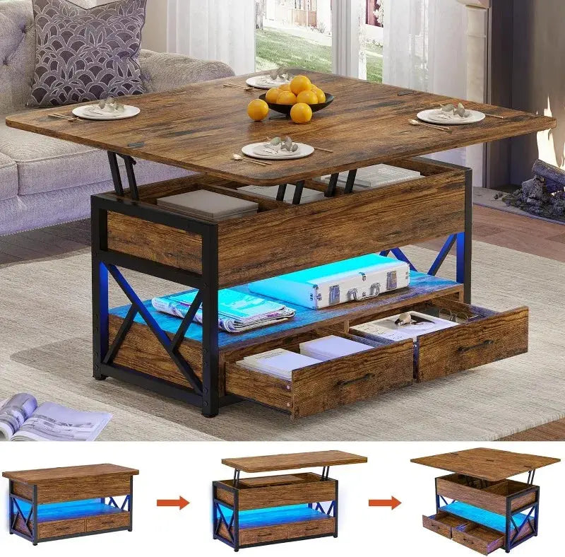 40" Lift Top Coffee Table- 4 in 1 Coffee Table with Storage for Living Room QZ Go Store smaller living