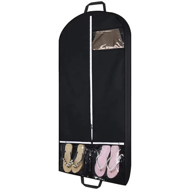 Garment Bags for Storage-Black Polyester Clothes Dust Bag-Hanging Garment Bag Doba