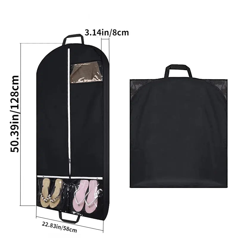 Garment Bags for Storage-Black Polyester Clothes Dust Bag-Hanging Garment Bag Doba