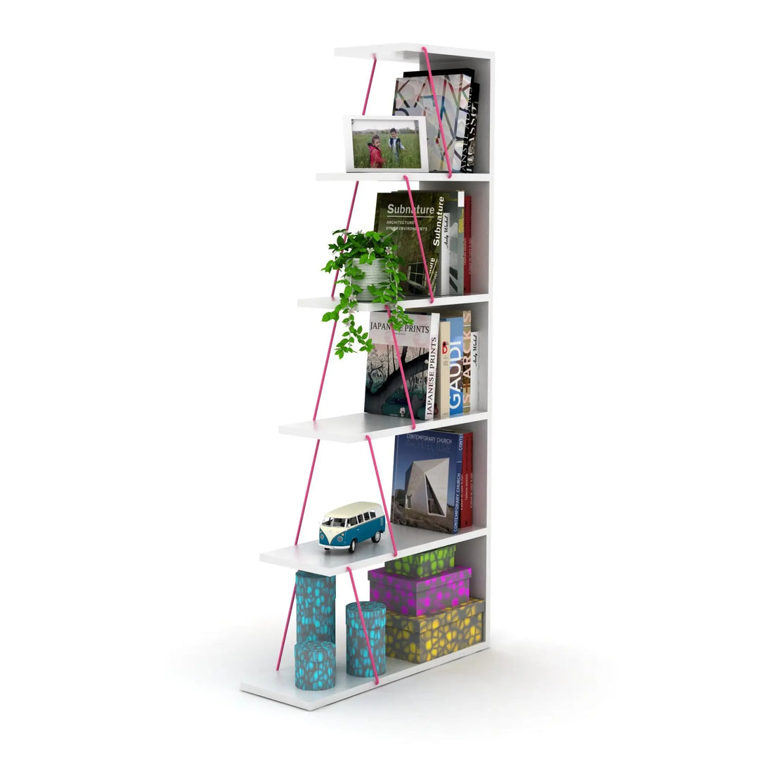 Space Saving Furniture- Modern 5 Tier Ladder Organizer, Narrow Bookshelf for Small Spaces Doba smaller living
