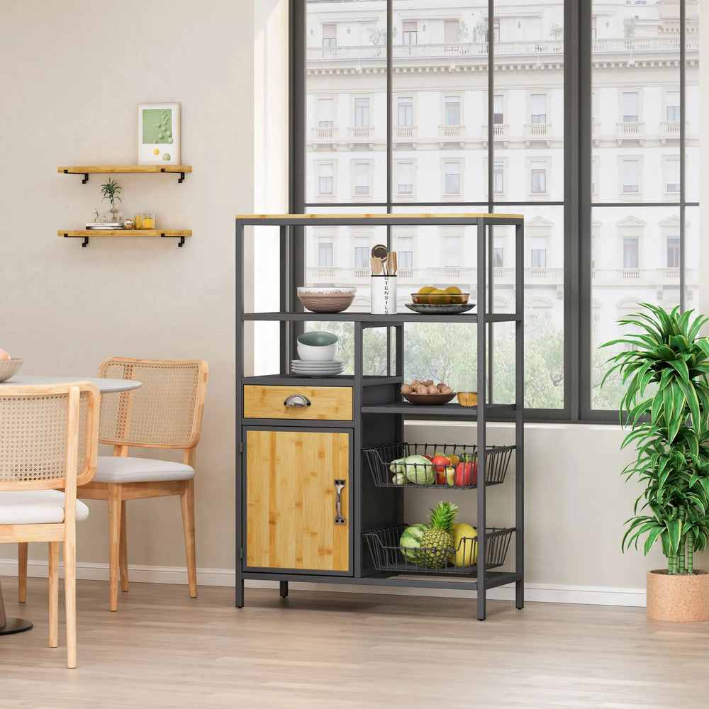 Space Saving Furniture- Multipurpose Kitchen Shelf Storage Rack, with Cabinet Doba smaller living