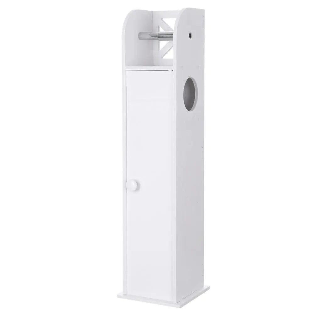 Space Saving Furniture- Narrow Cabinet for PVC Toilet Paper with Roll- White Doba smaller living