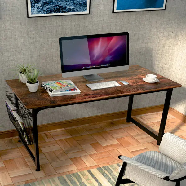 Space Saving Furniture- Study Computer Desk-40 Inch Home Office Desk Rustic Brown Doba smaller living