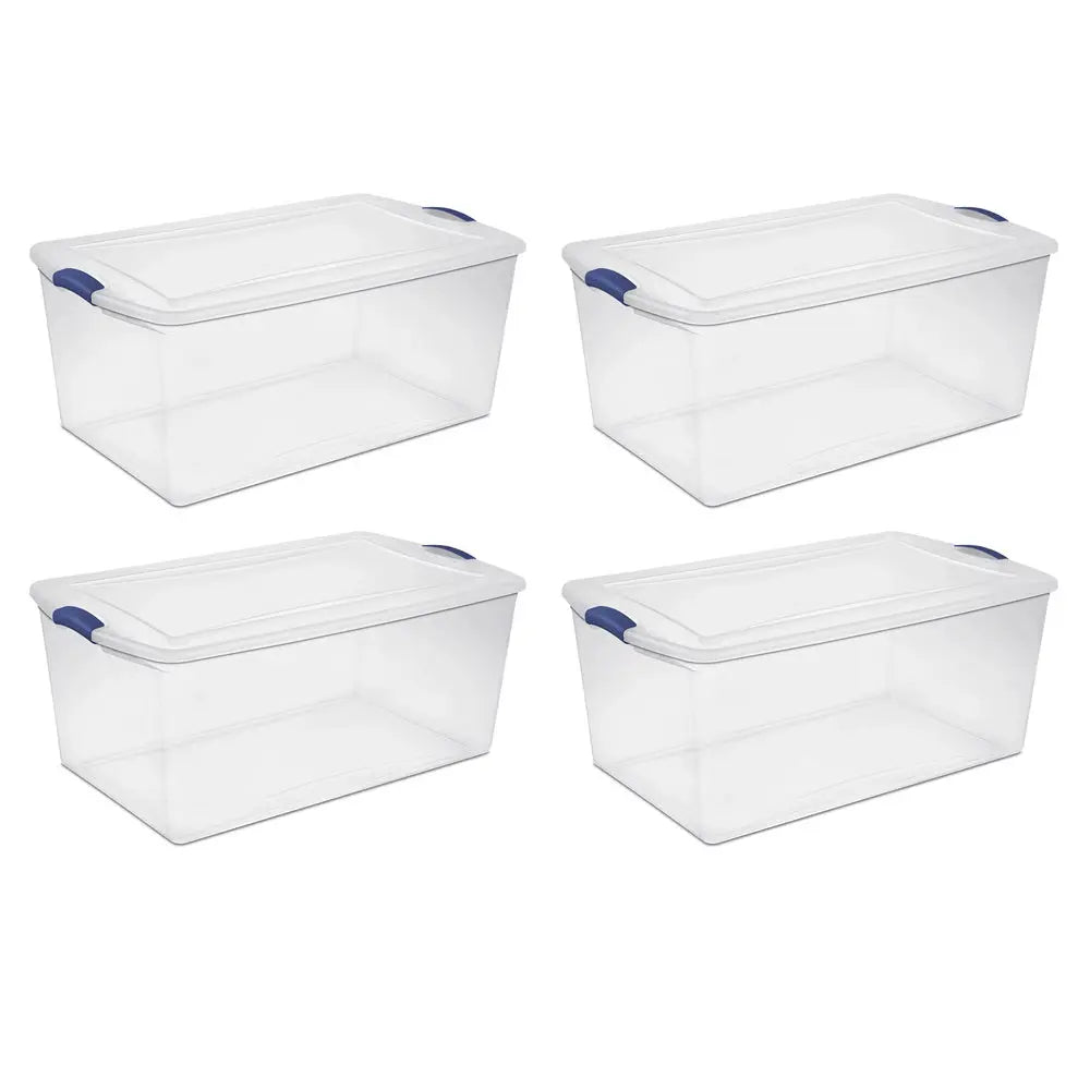 Storage Solutions for Small Spaces- 105 Qt. Latch Box Plastic; Blue; Set of 4 Doba smaller living
