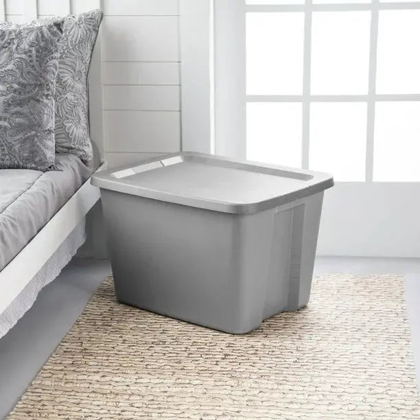 Storage Solutions for Small Spaces- 18 Gallon Tote Box Plastic;  Gray;  Set of 8 Doba smaller living