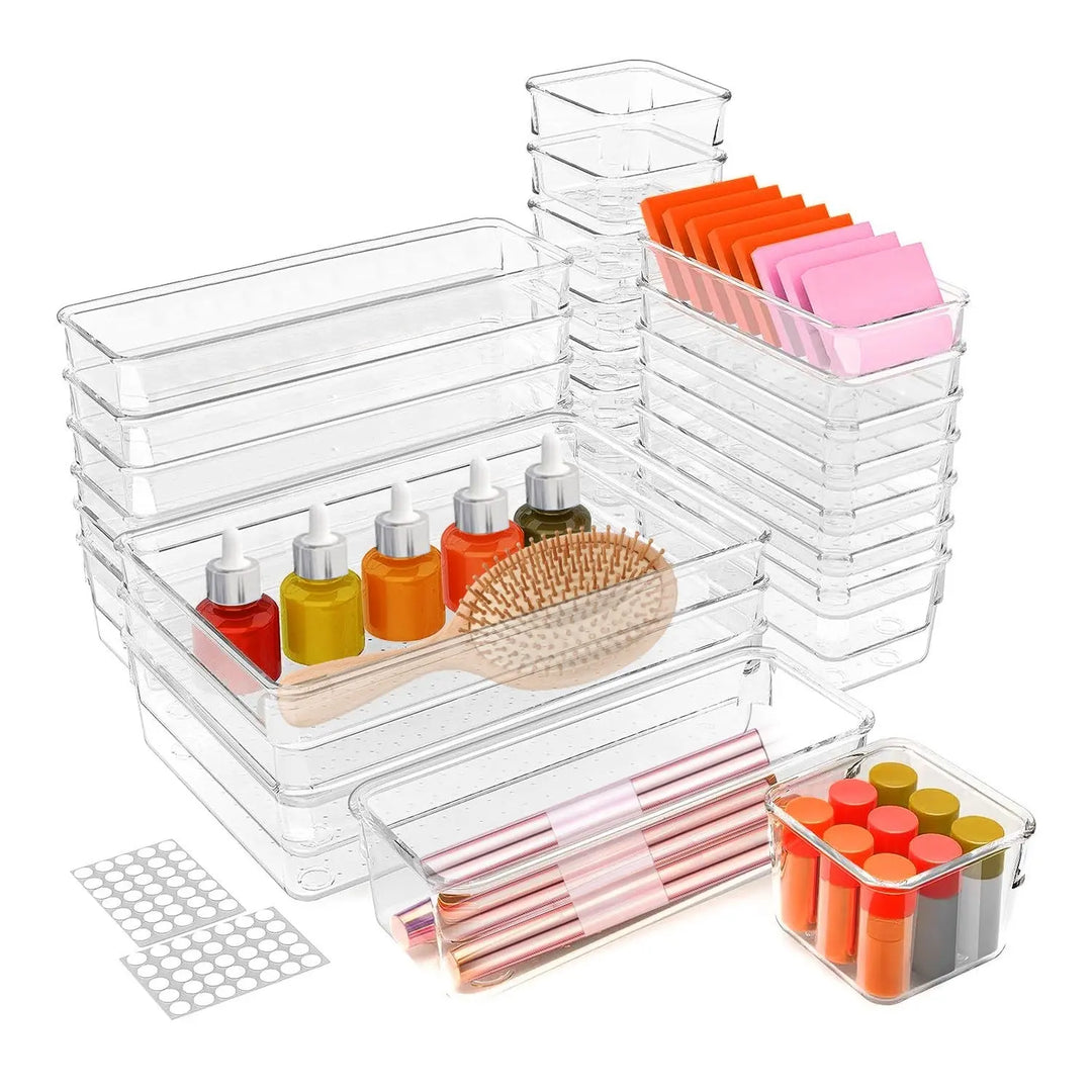 Storage Solutions for Small Spaces- 25Pcs Clear Plastic Drawer Organizers Doba smaller living