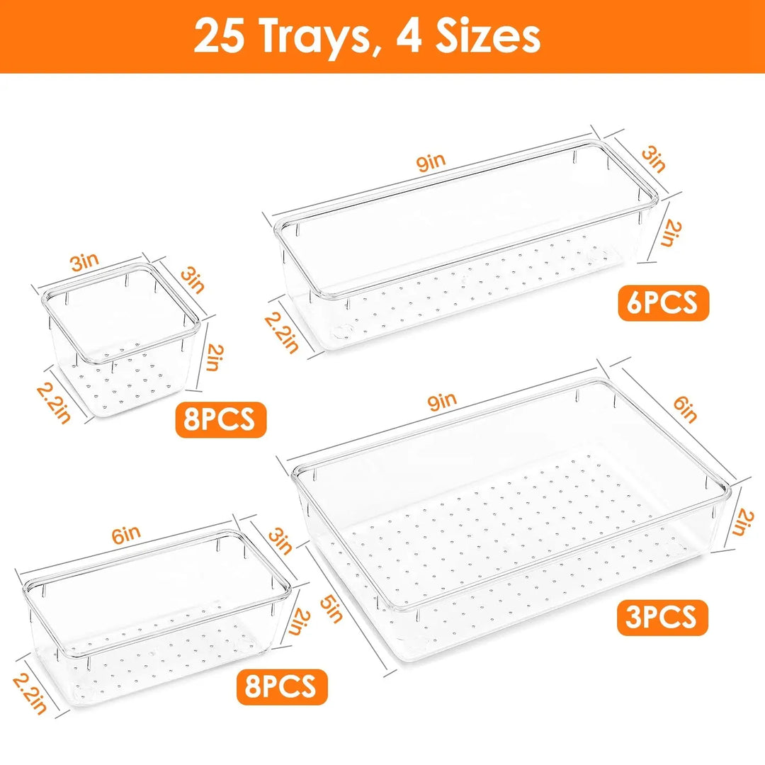 Storage Solutions for Small Spaces- 25Pcs Clear Plastic Drawer Organiz –  smaller living