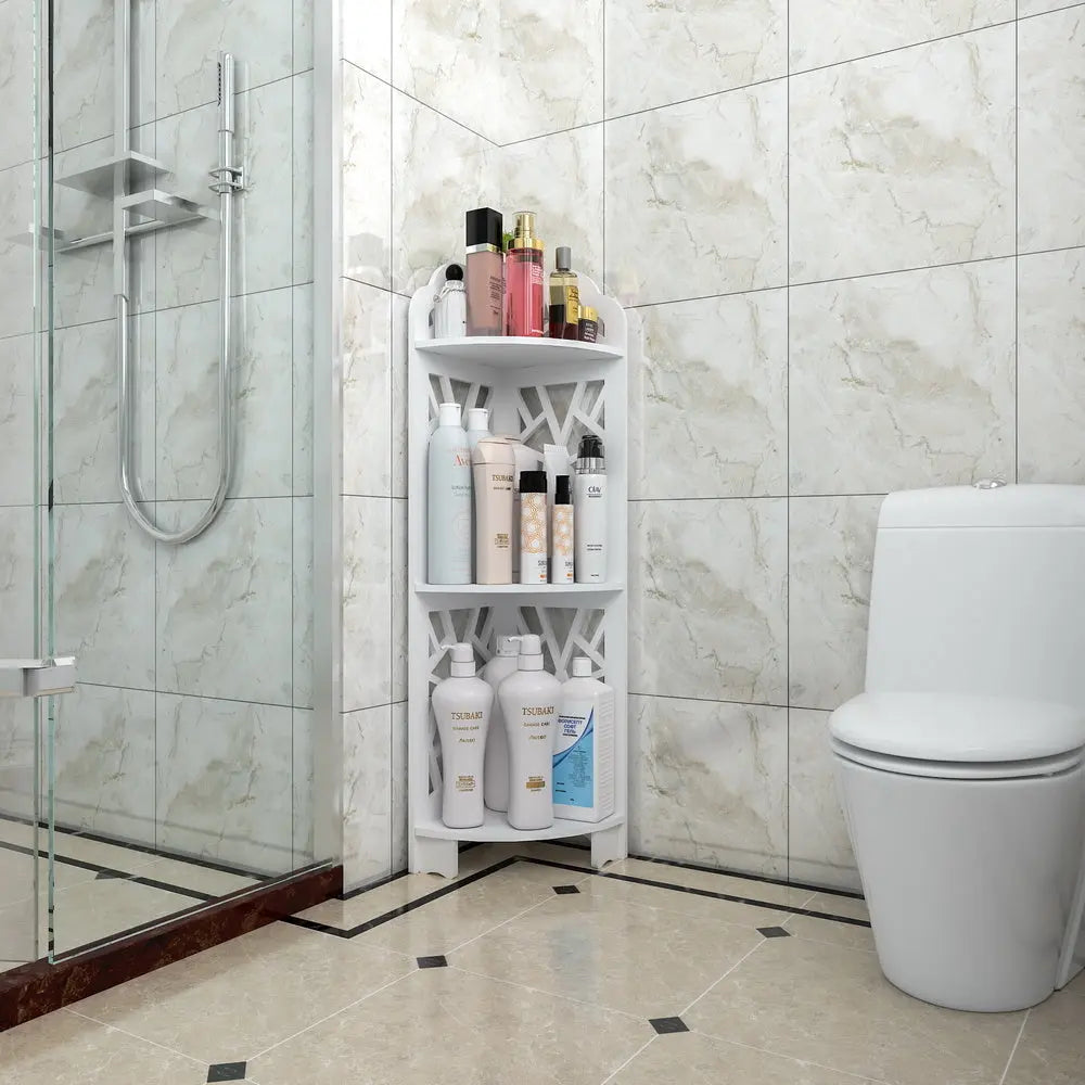 Storage Solutions for Small Spaces- 3 Tier Corner Shower Shelf Waterproof Doba smaller living
