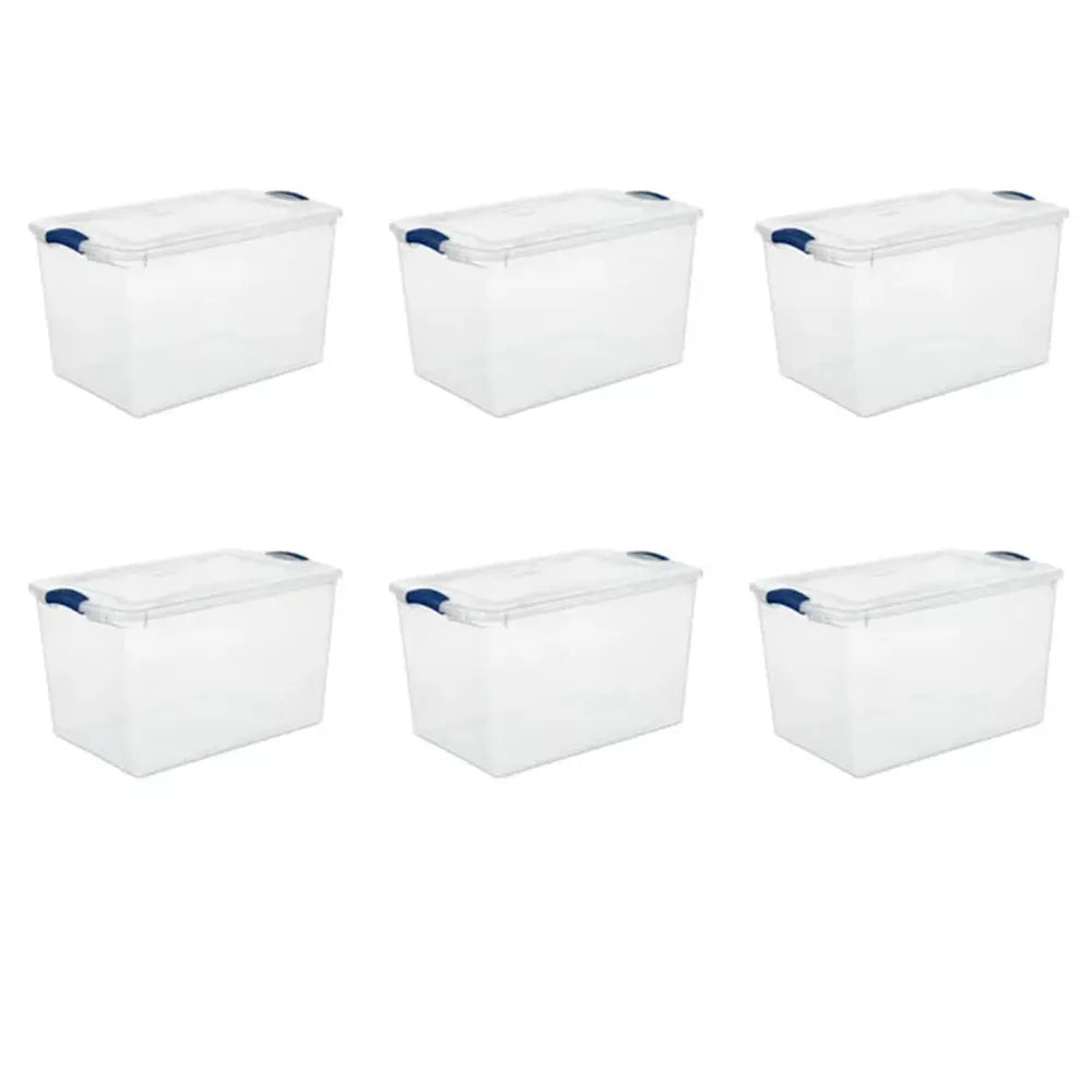 Storage Solutions for Small Spaces- 66 Quart. Latch Box Plastic; Blue; Set of 6 Doba smaller living