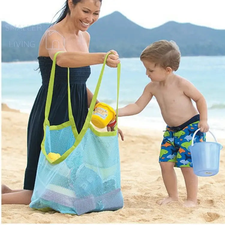 Large Reuseable Mesh Outdoor Toy Storage Beach Bag - Blue