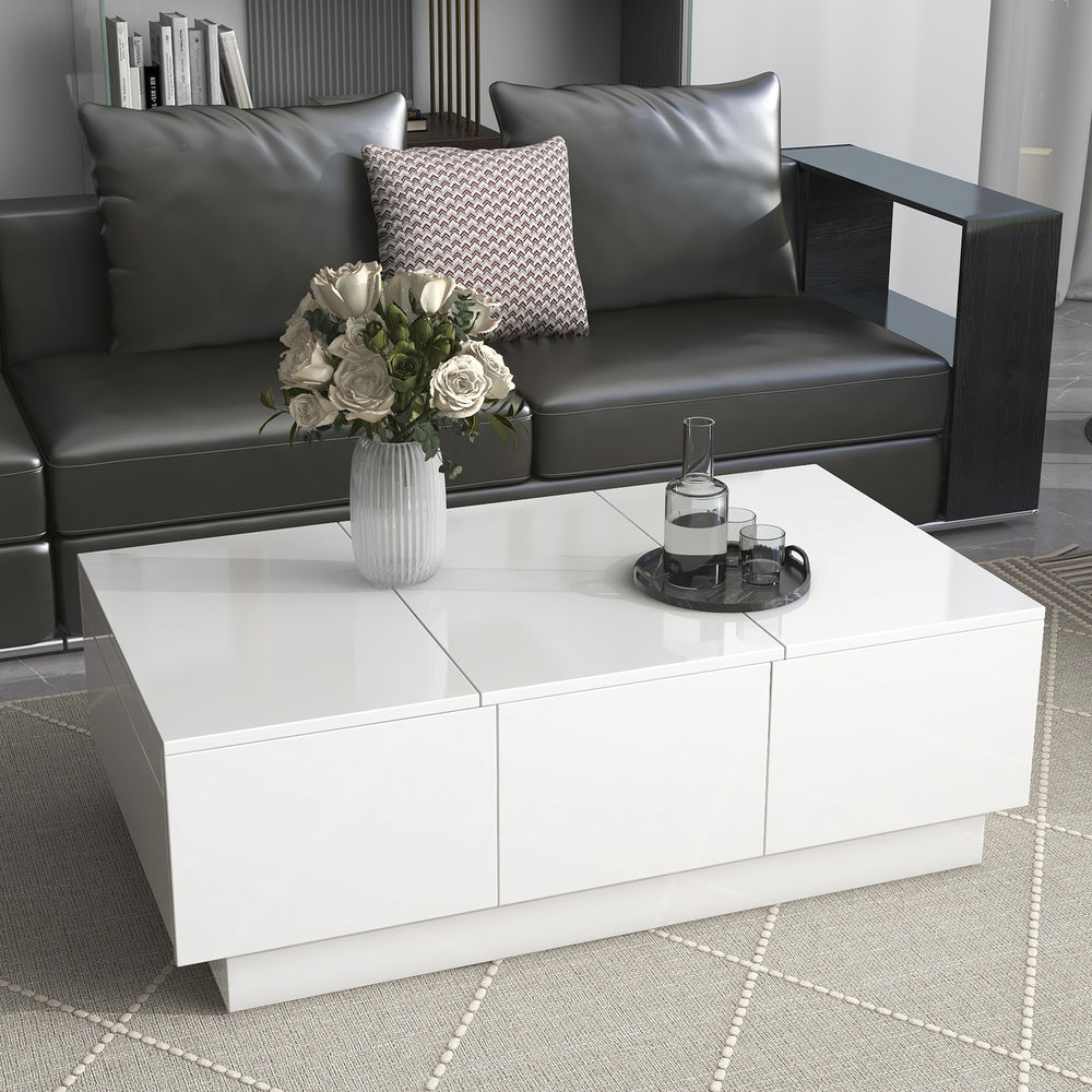 Multifunctional Coffee Table High-gloss Center with Sliding