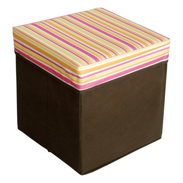 [Pink & Yellow Stripes] Square Foldable Storage Ottoman /