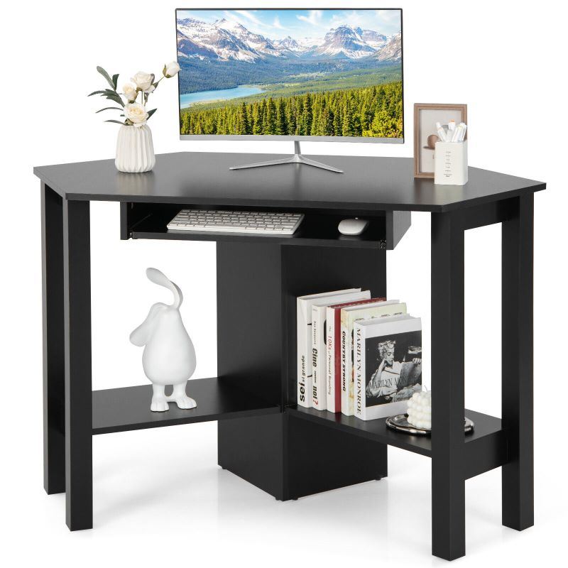Household Corner Office Writing Desk With Pull-out Drawer