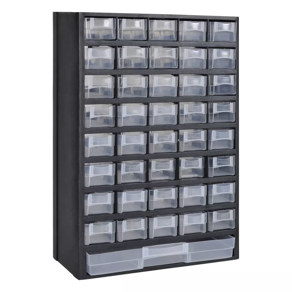 Essential 41-Drawer Plastic Storage Cabinet Tool Box - Black