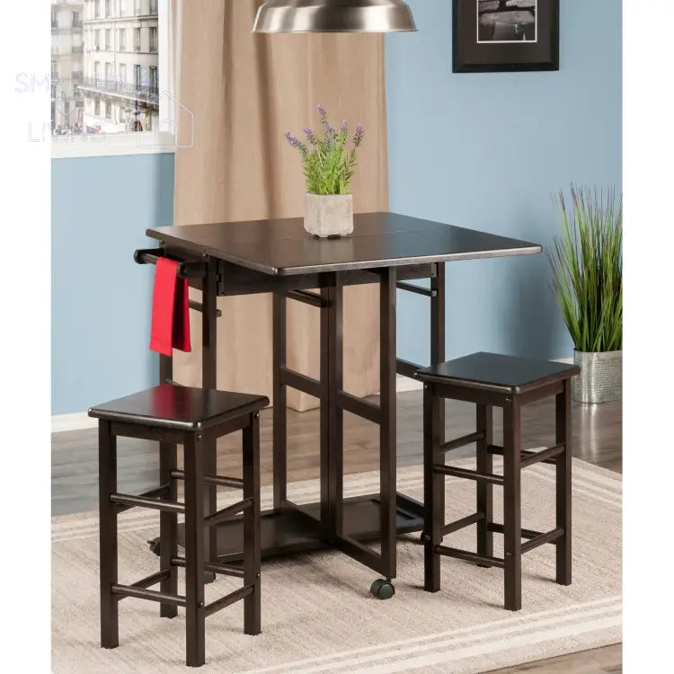 Suzanne 3-Pc Space Saver Dining Set for Small Spaces Coffee