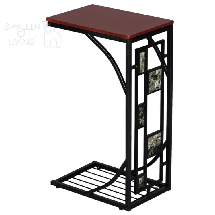 Trendy Space Saving Iron Side Table Coffee Brown
